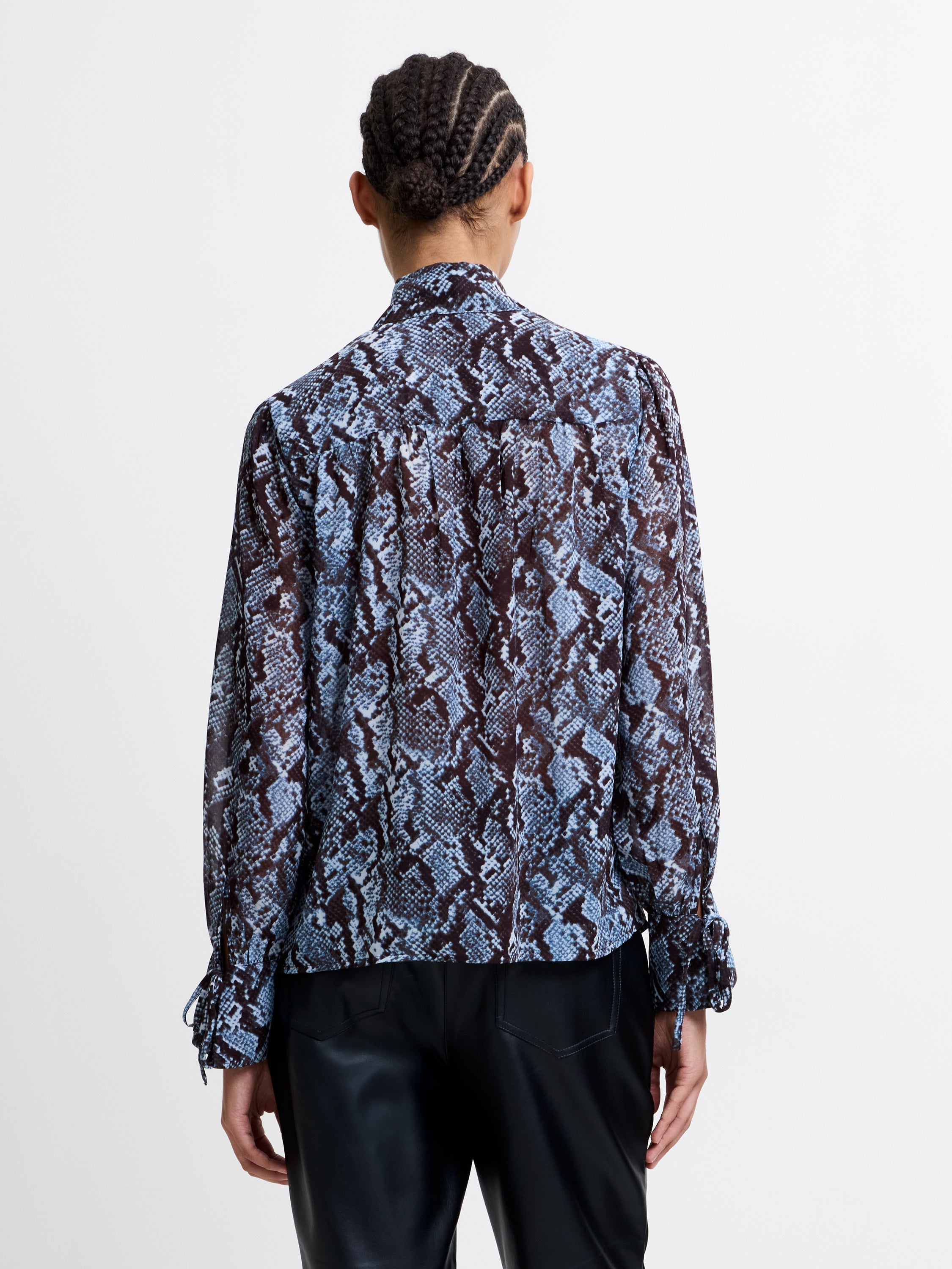 Snake Print Tie Neck Top