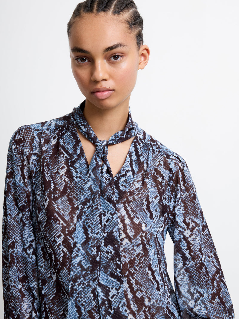 Snake Print Tie Neck Top