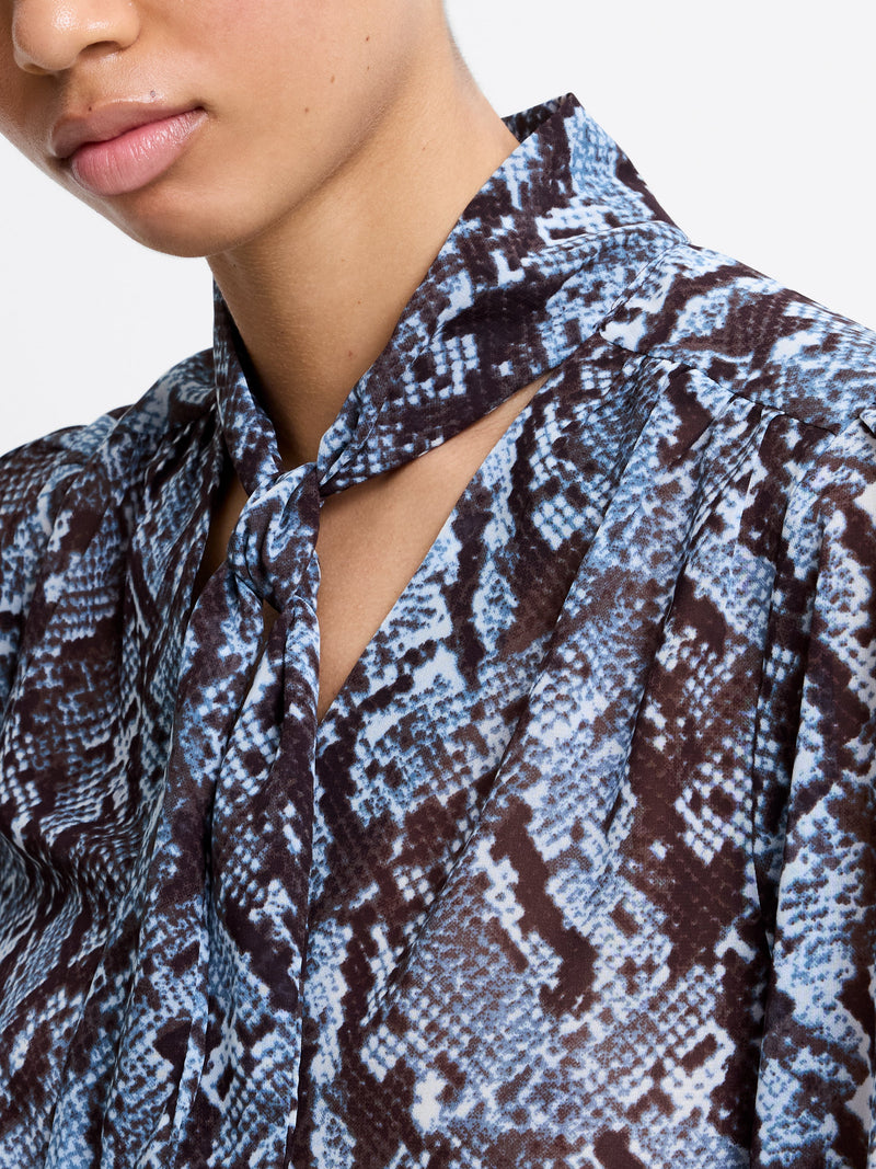 Snake Print Tie Neck Top