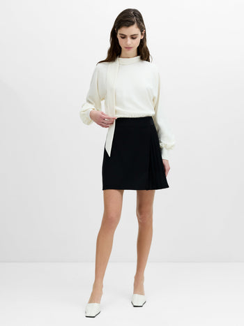 Vinnie Tailored Black Pleated Mini Skirt