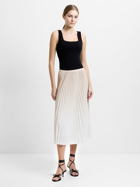 Cadie Crepe Light Ombre Pleated Midi Skirt