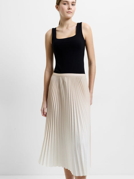 Cadie Crepe Light Ombre Pleated Midi Skirt