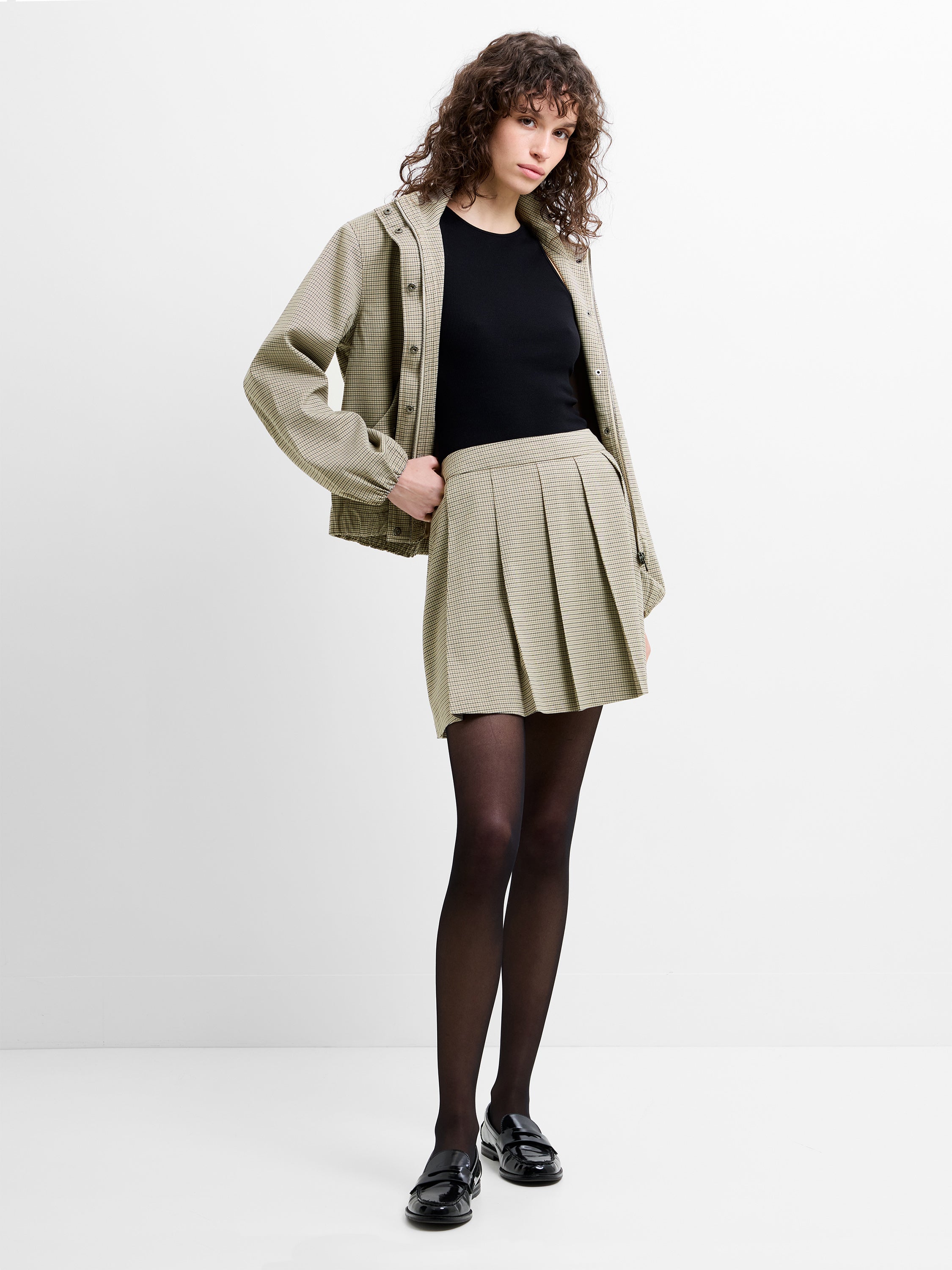 Shayla Prince of Wales Check Pleated Mini Skirt