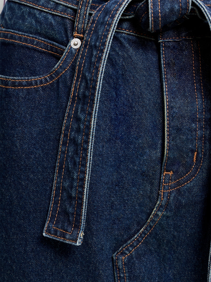 Dallas Denim Belted Midi Skirt