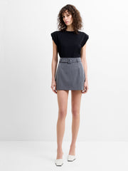 Minka Pinstripe Tailored Belted Mini Skirt