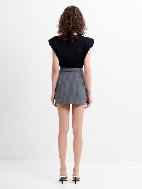 Minka Pinstripe Tailored Belted Mini Skirt