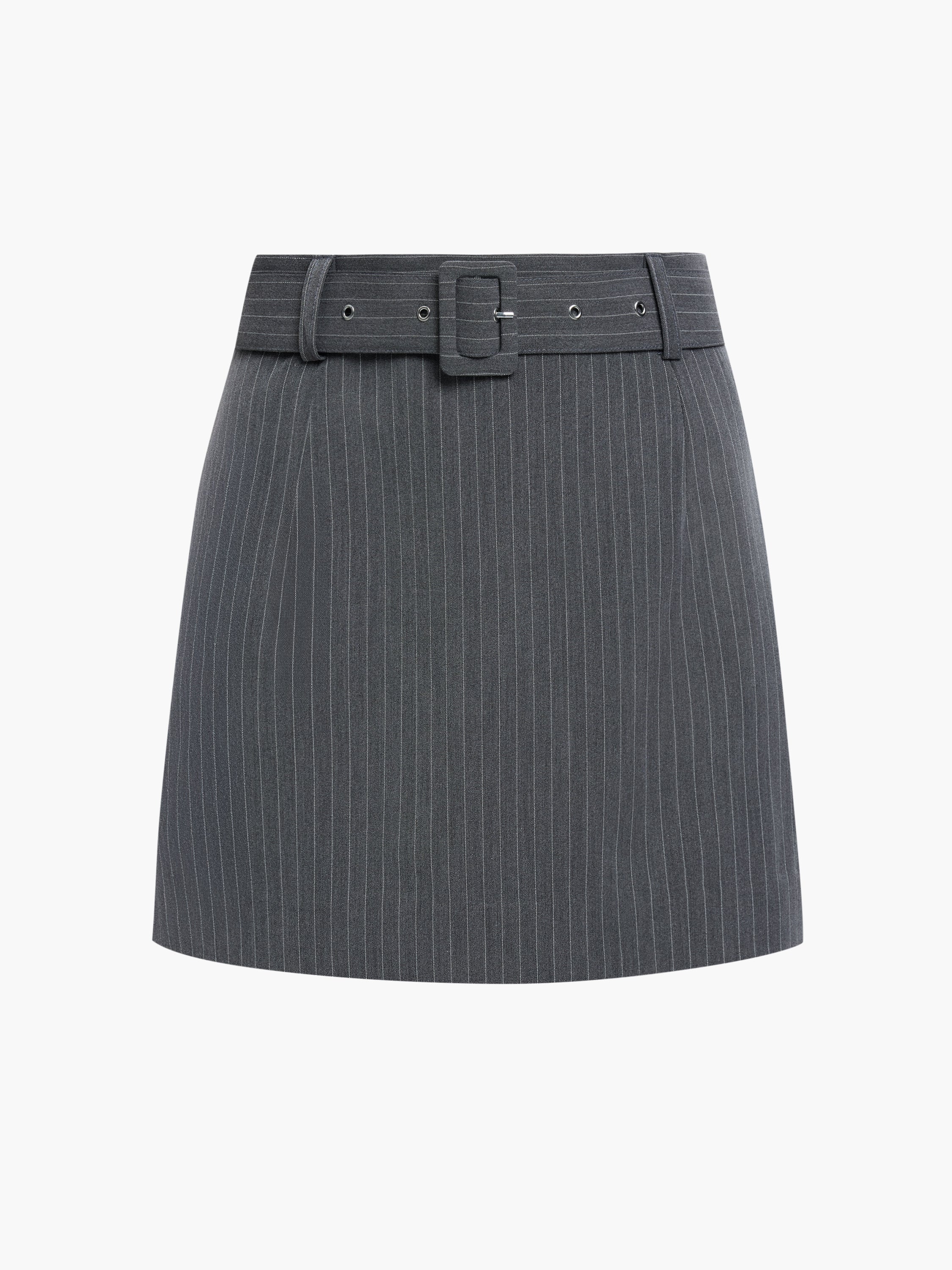 Minka Pinstripe Tailored Belted Mini Skirt