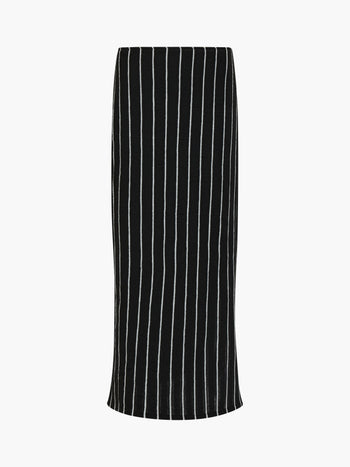 Crochet Knit Striped Black Maxi Skirt