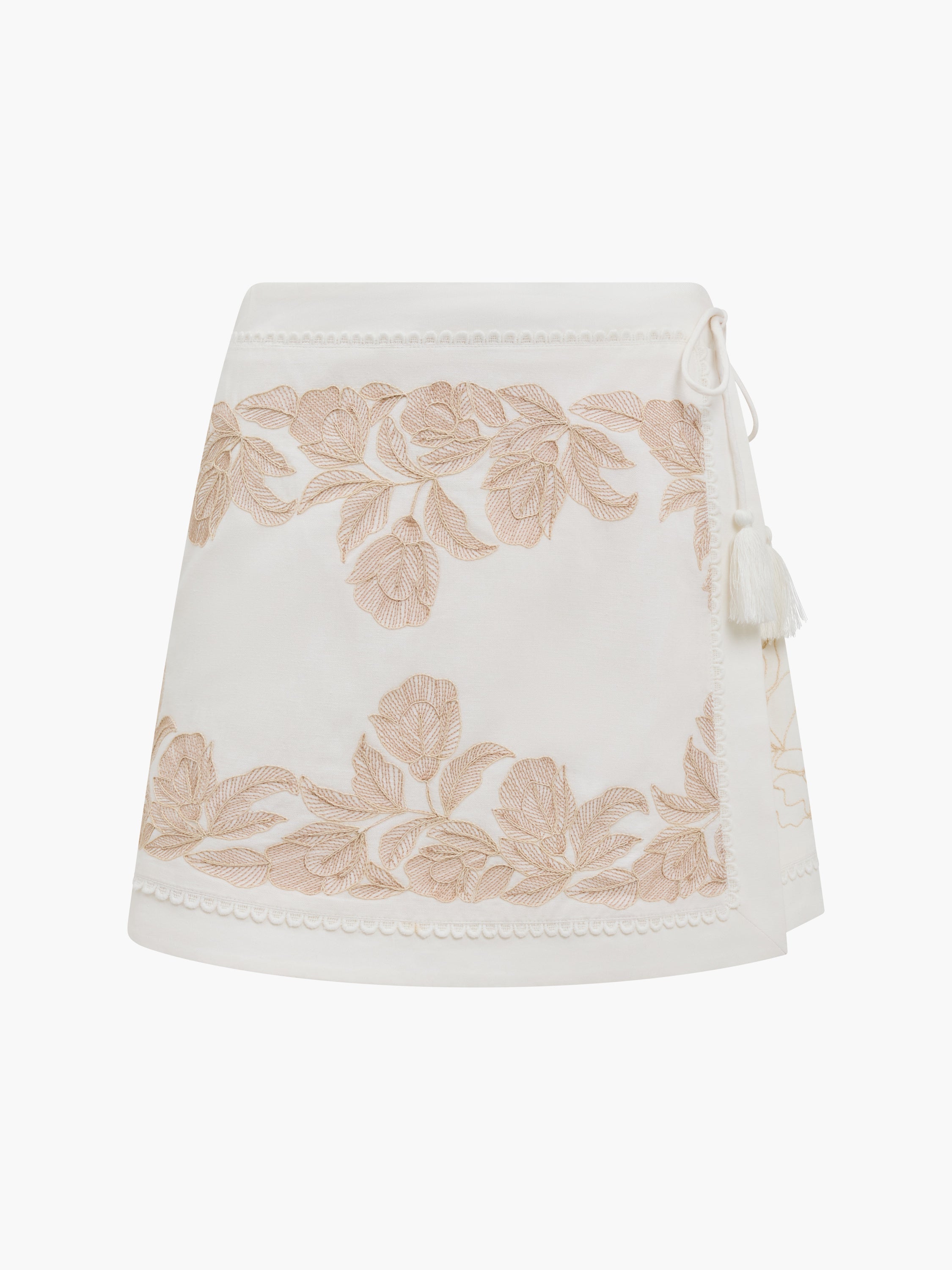 Calissa Embroidered Mini Wrap Over Skirt