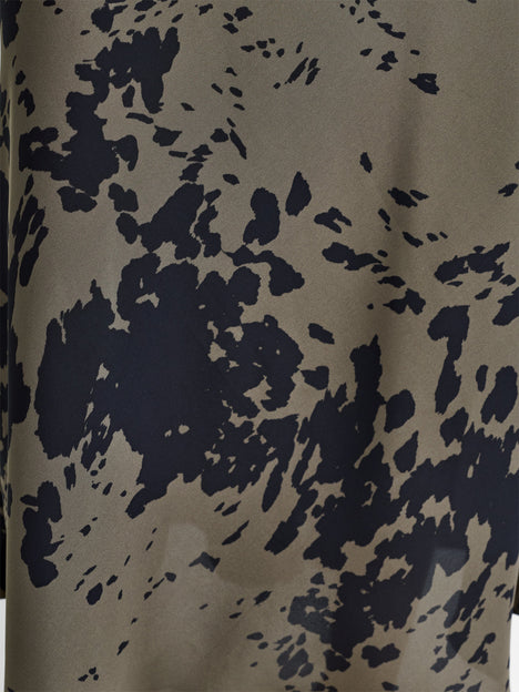 Aria Satin Khaki Green Floral Midi Skirt