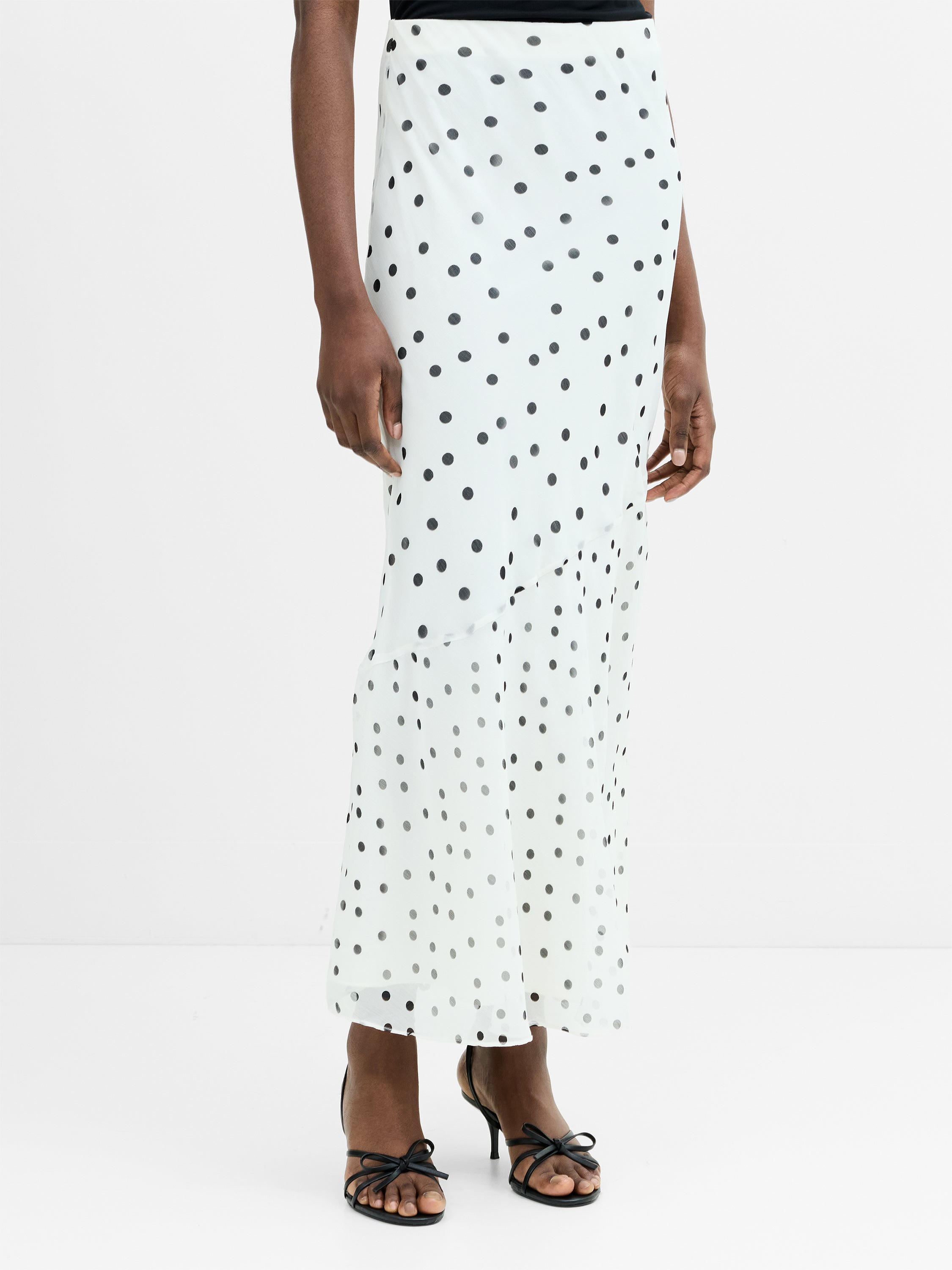 Emina Chiffon Monochrome Polka Dot Maxi Skirt