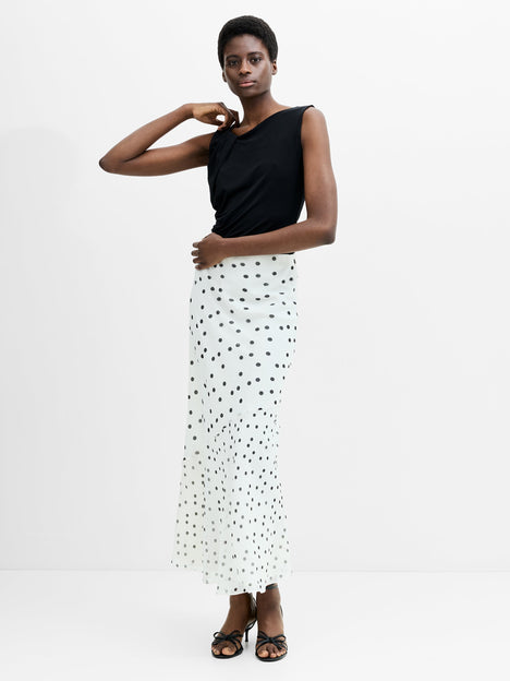 Emina Chiffon Monochrome Polka Dot Maxi Skirt