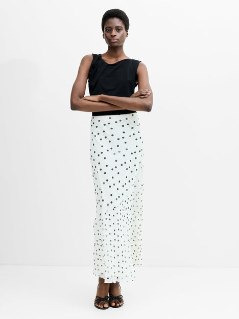 Emina Chiffon Monochrome Polka Dot Maxi Skirt