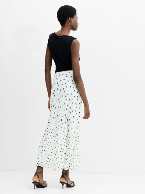 Emina Chiffon Monochrome Polka Dot Maxi Skirt