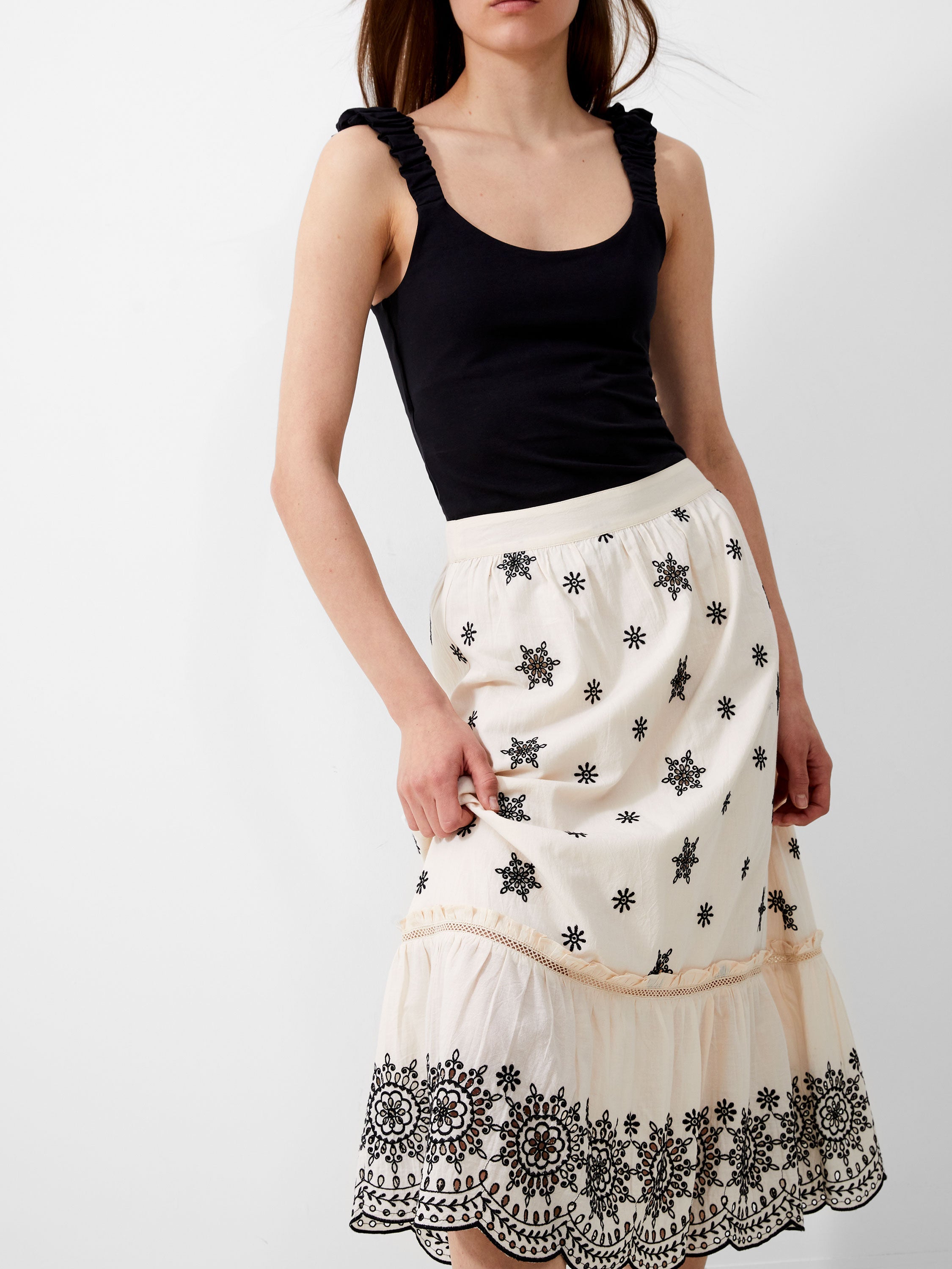 Embroidered Felicity Midi Skirt French Connection EU