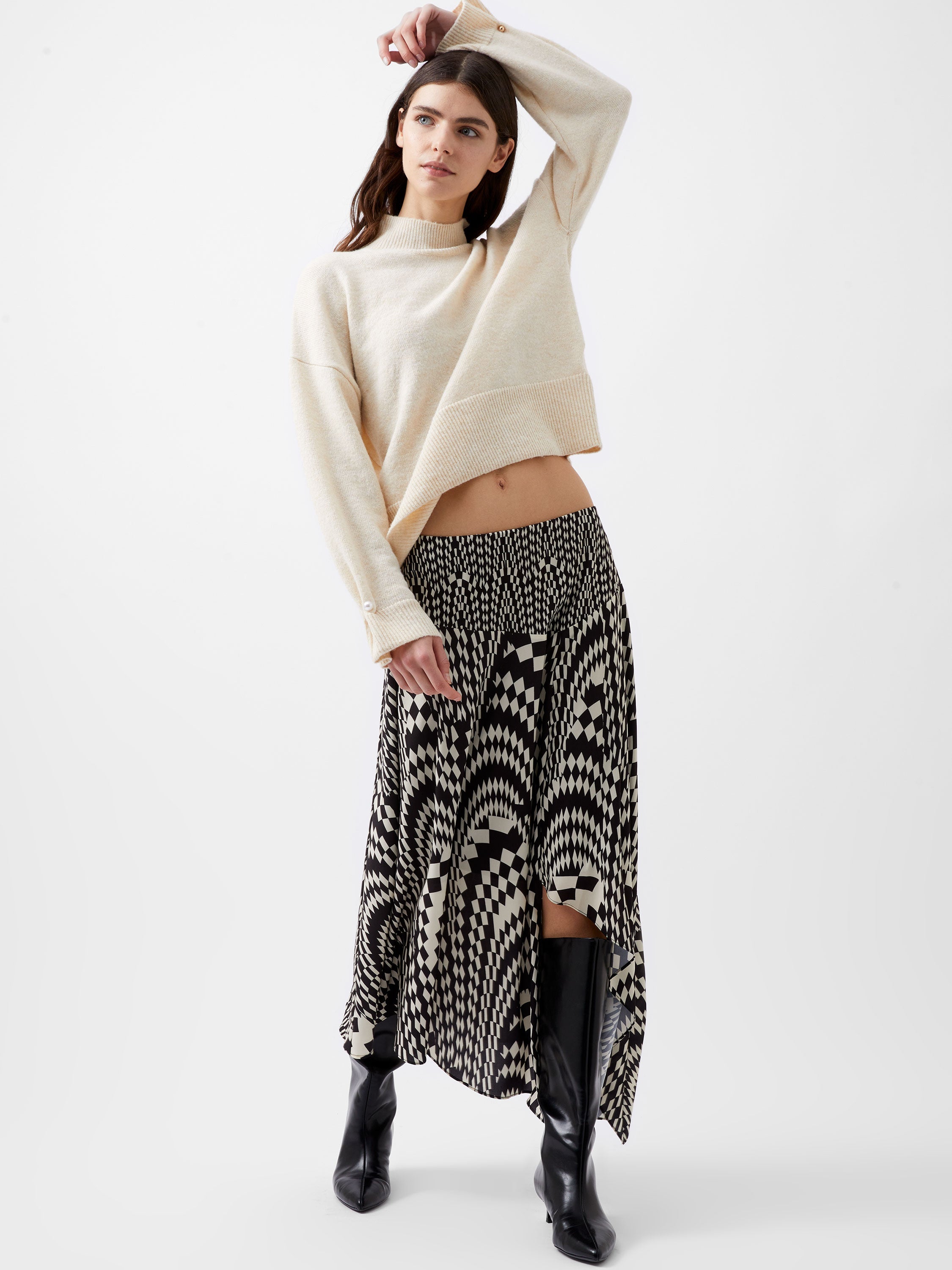 Fern Arie Crepe Asymmetrical Skirt