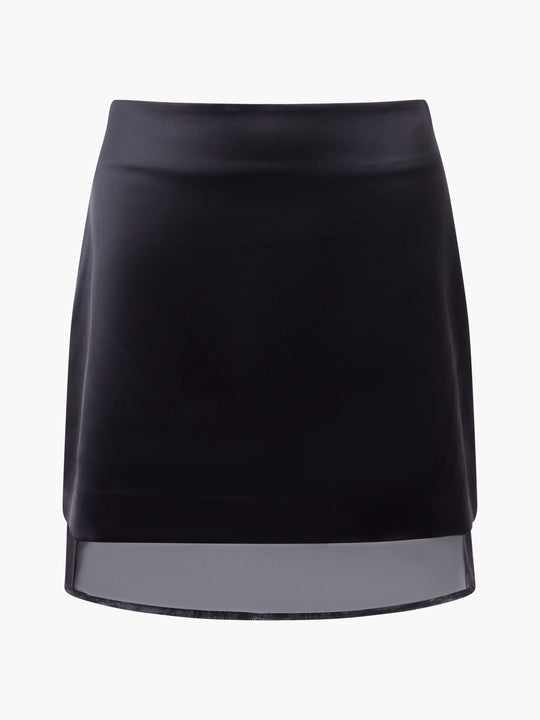 Structured Satin Chiffon Mini Skirt