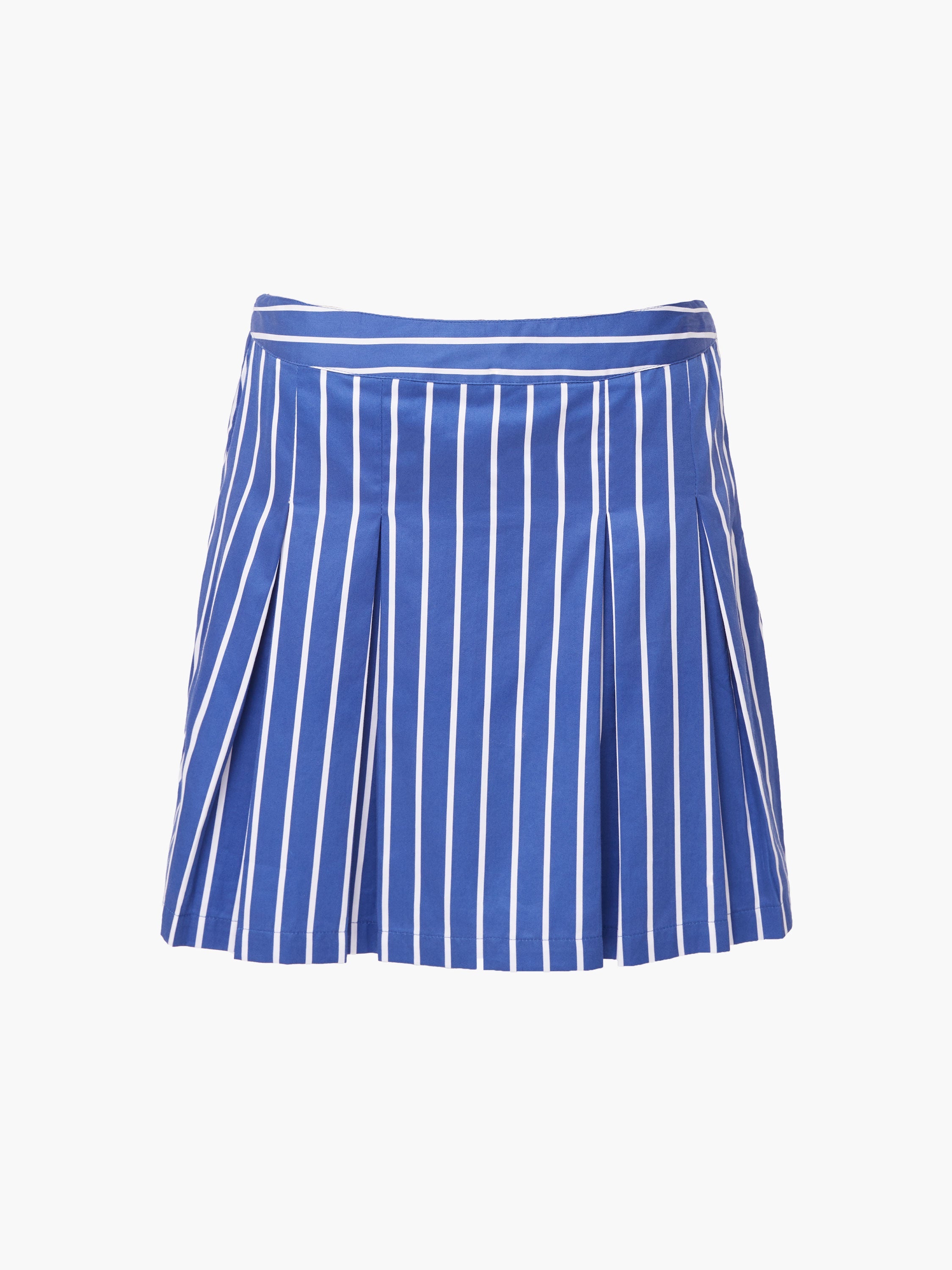 Alexis Cotton Stripe Pleated Mini Skirt Navy/White French