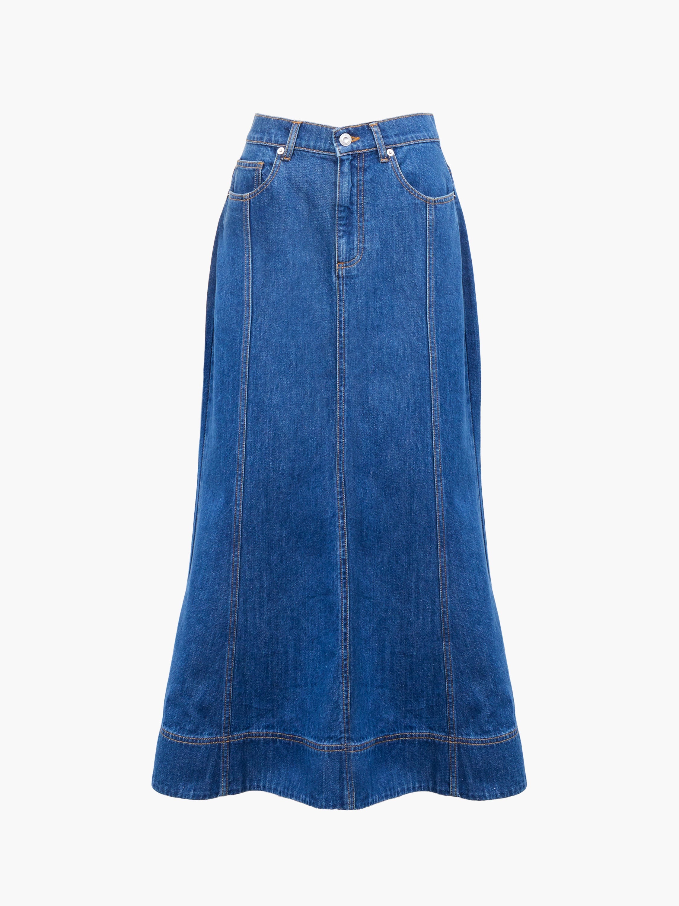 Denver Denim Flare Midi Skirt