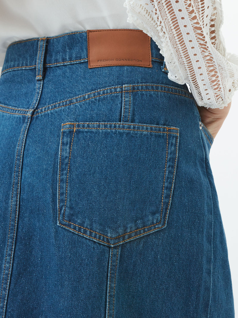Denver Denim Flare Midi Skirt