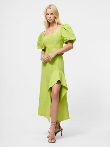 french connection green linen dress Birdie Linen Square Neck Mini Dress Minky Mink