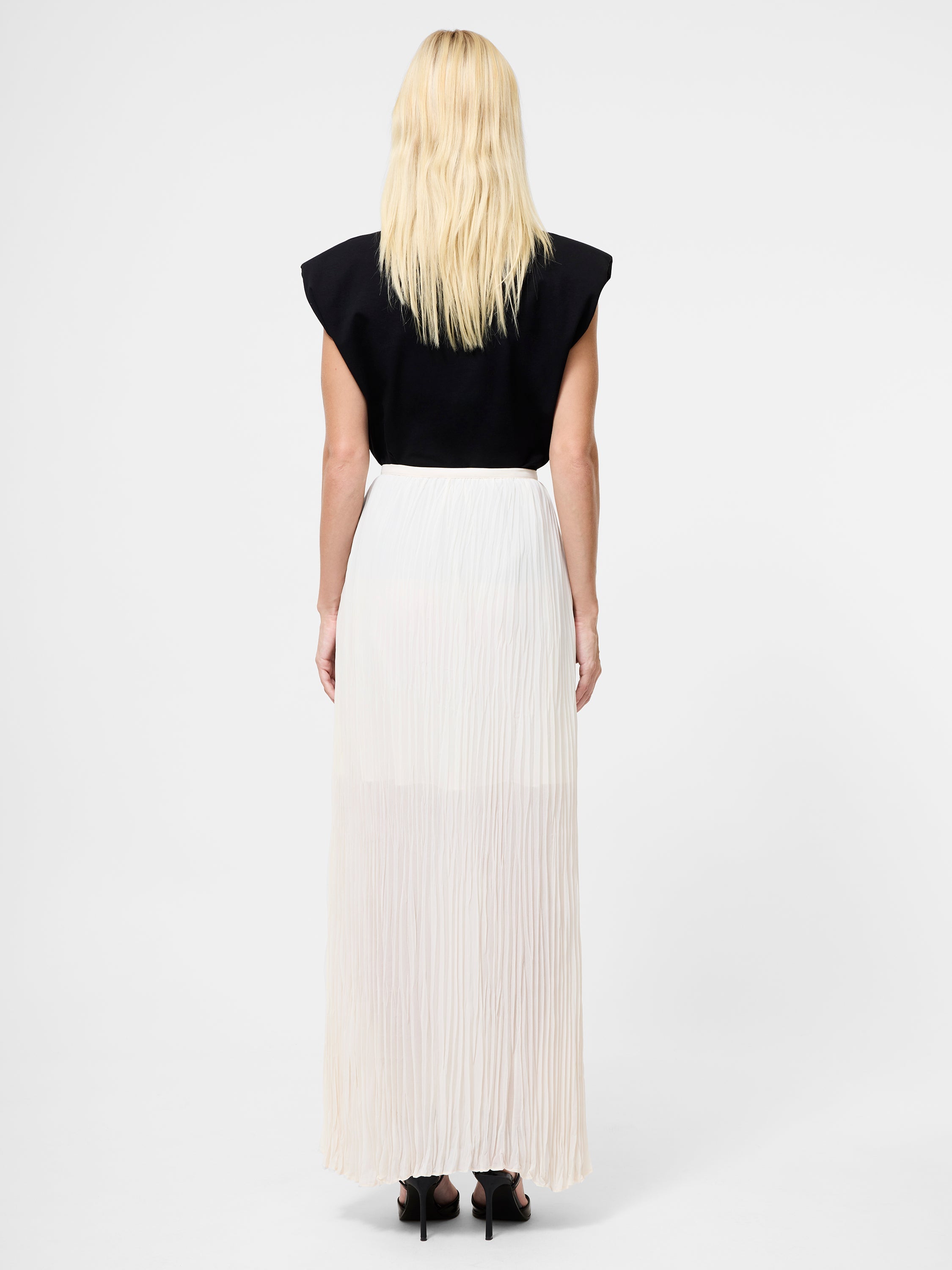 Saylor Pleated Overlay Maxi Skirt Porcelain Cream | French