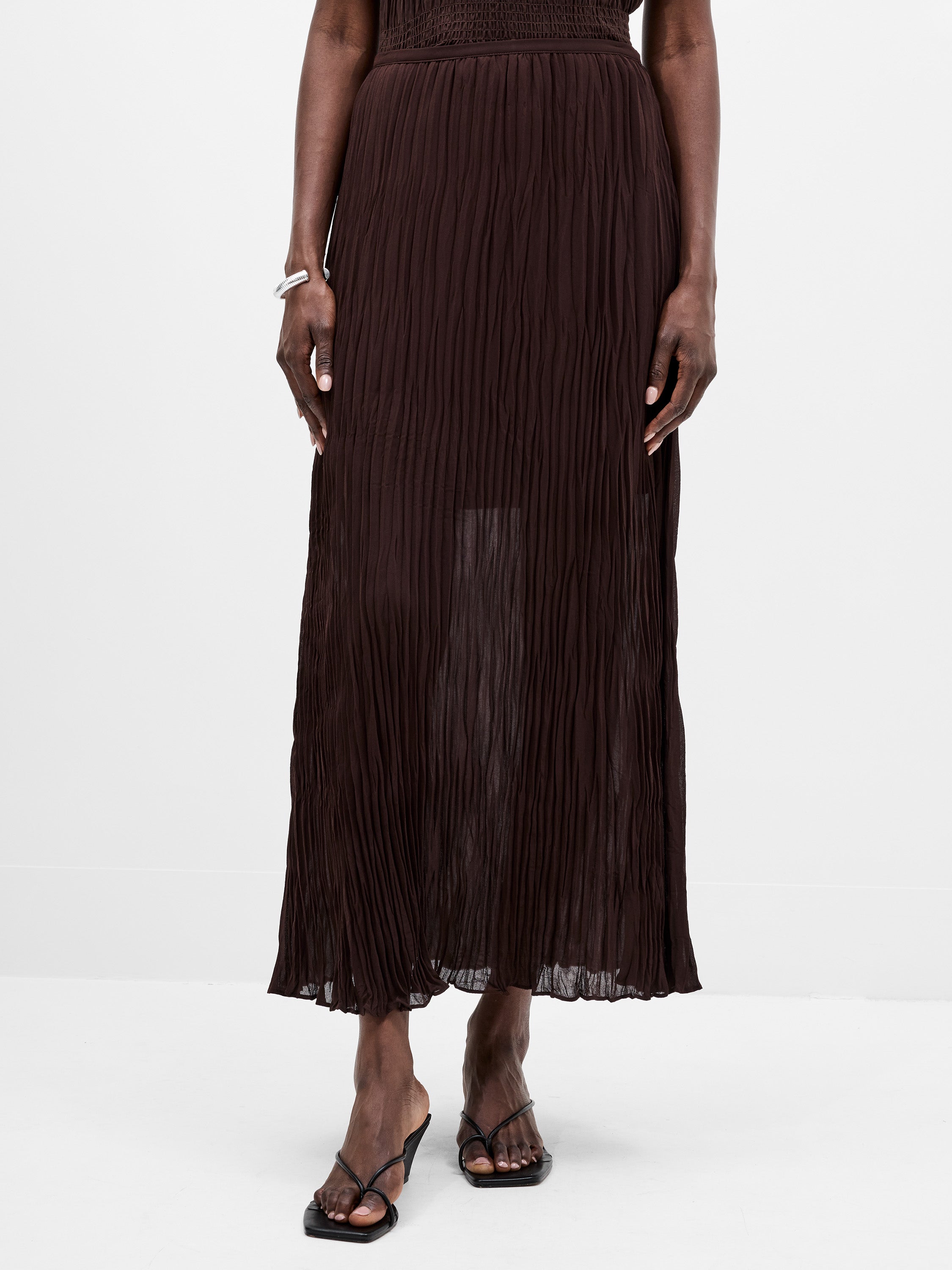 Saylor Pleated Overlay Maxi Skirt