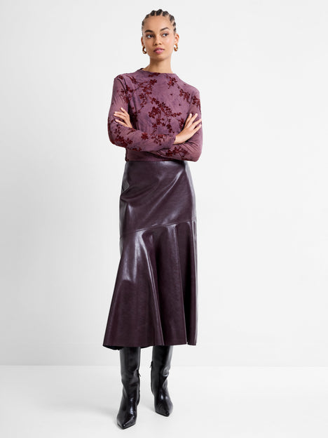 Kayleigh PU Fluted Midi Skirt