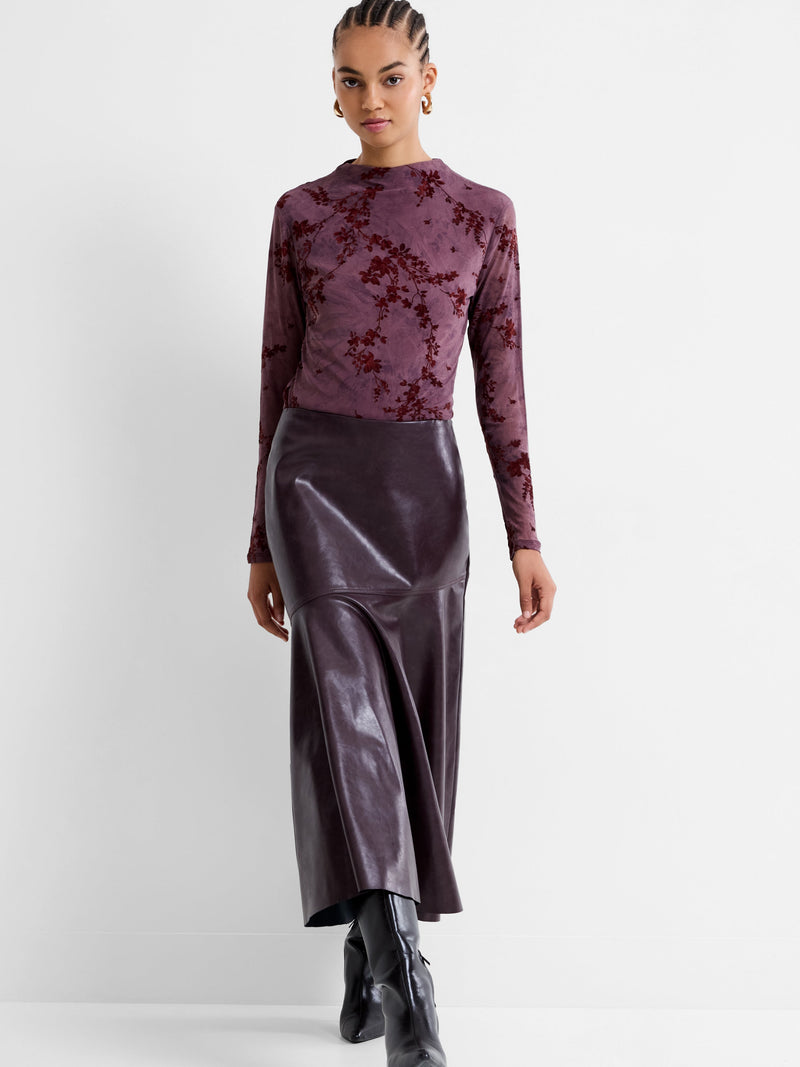 Kayleigh PU Fluted Midi Skirt