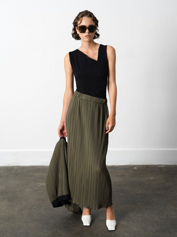 Niri Plisse Column Maxi Skirt