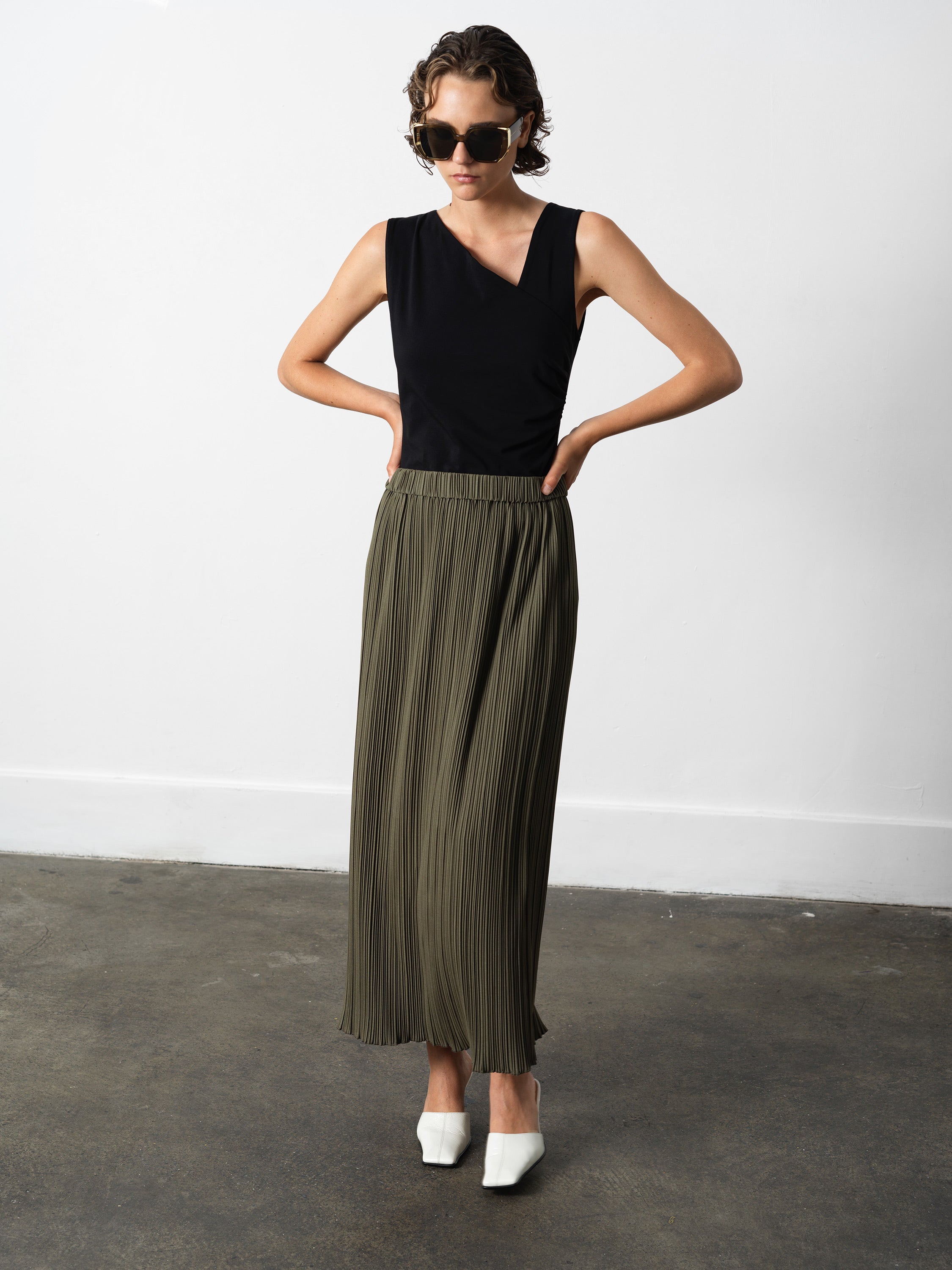 Niri Plisse Column Maxi Skirt