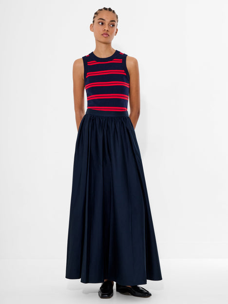 Sateen Weave Cotton Maxi Skirt
