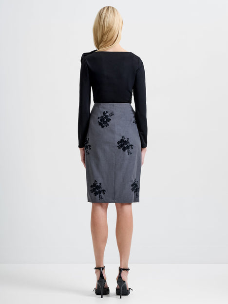 Jamie Tailored Floral Embroidered Skirt