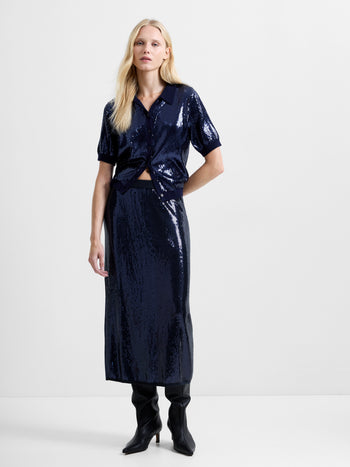 Hannah Knit Sequin Midi Skirt
