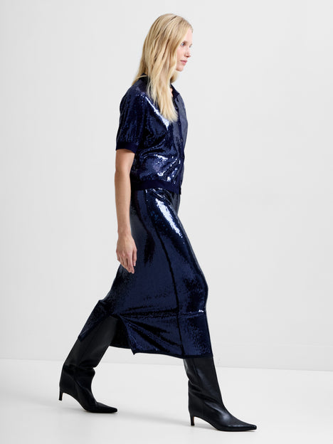 Hannah Knit Sequin Midi Skirt
