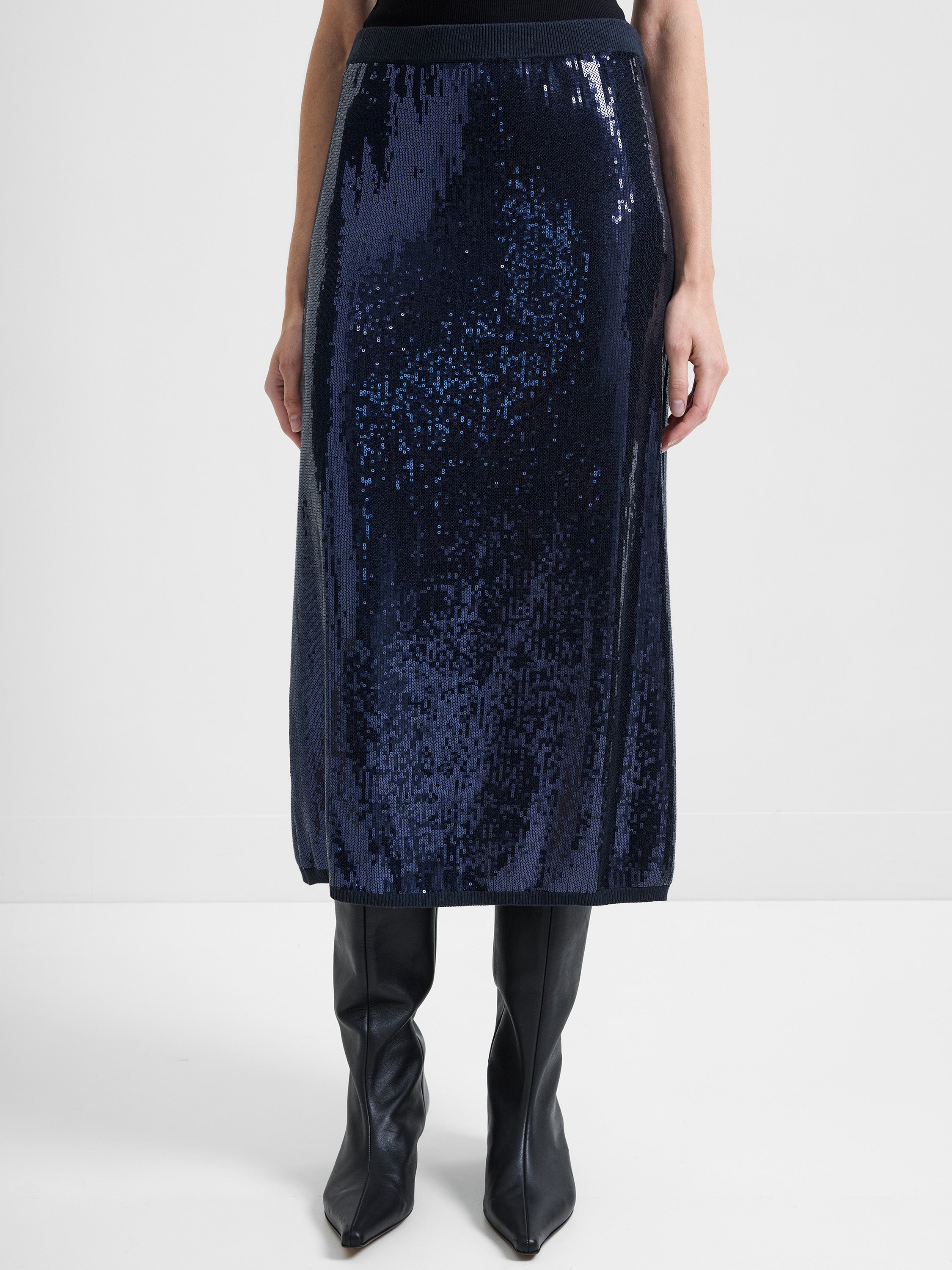 Hannah Knit Sequin Midi Skirt