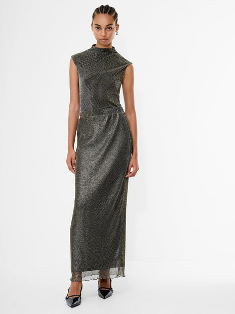 Tamy Lurex Plisse Maxi Skirt