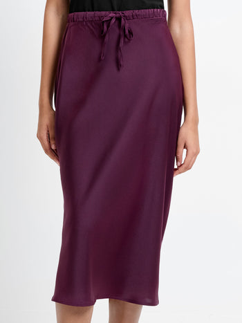 Satin Bias Tie Midi Skirt