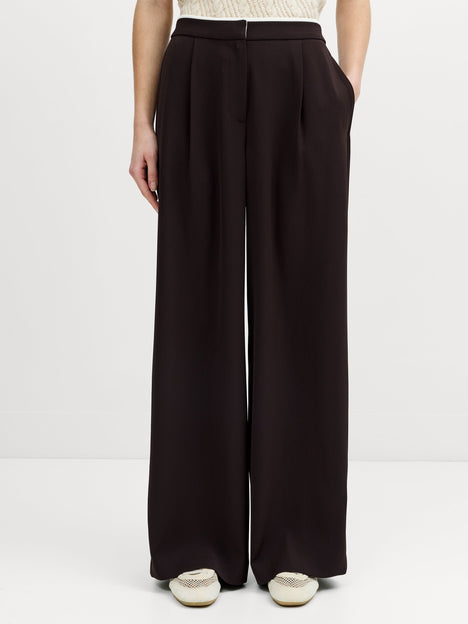 Vinnie Tailored Brown Contrast Trim Wide Leg Trousers