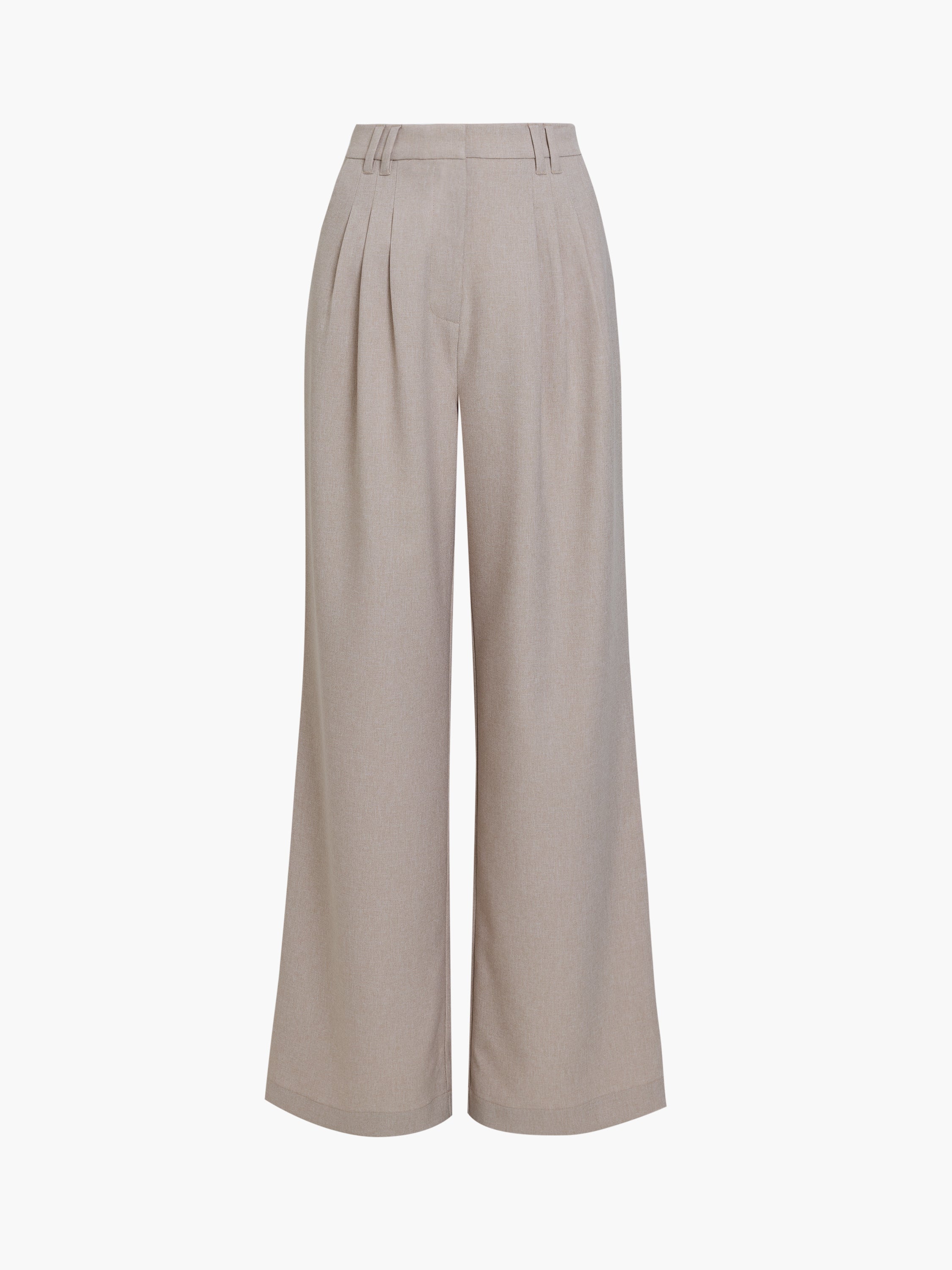 Misha Tailored Pleated Beige Wide Leg Trousers