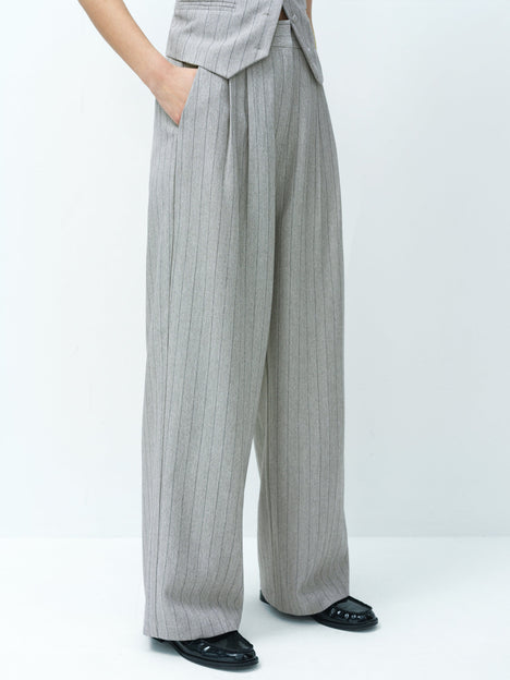 Enya Tailored Grey Pinstripe Wide Leg Trousers