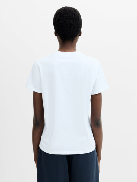 Painted Floral Embroidered White Cotton T-Shirt