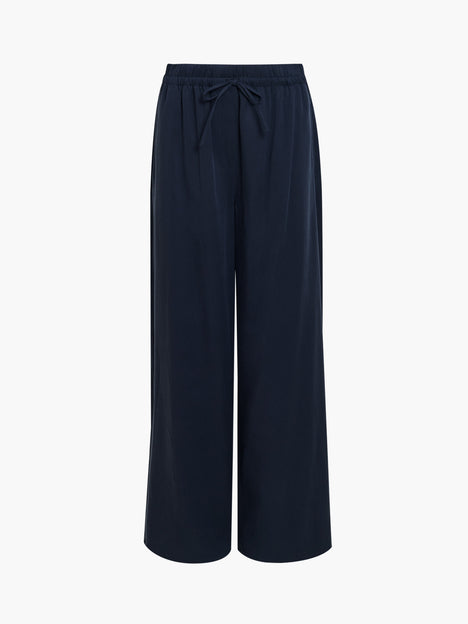 Yassie Pull-On Drawstring Navy Blue Barrel Leg Trousers