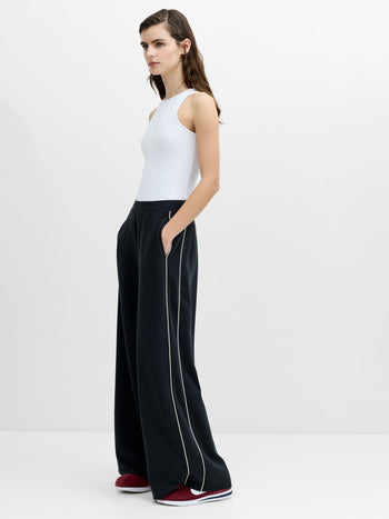 Wren Side Stripe Dark Grey Wide Leg Joggers