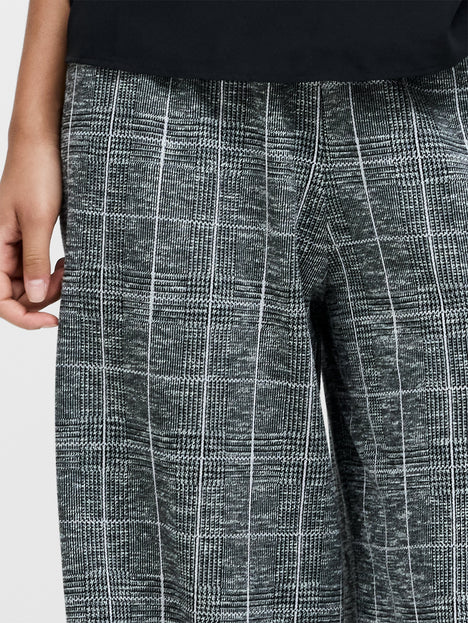 Wesley Jersey Grey Check Wide Leg Trousers