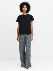Wesley Jersey Grey Check Wide Leg Trousers