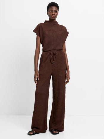 Textured Drawstring Wide Leg Trousers