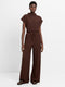 Textured Drawstring Wide Leg Trousers
