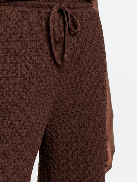 Textured Drawstring Wide Leg Trousers