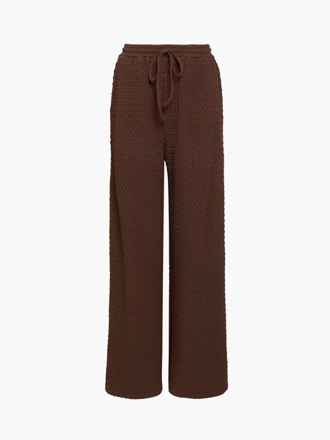 Textured Drawstring Wide Leg Trousers